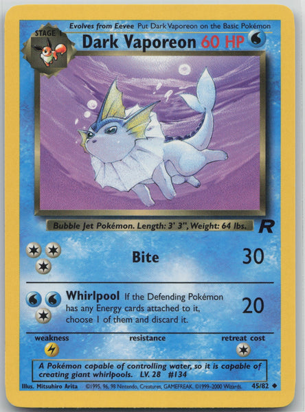 45/82 Dark Vaporeon Unlimited Uncommon Team Rocket NM