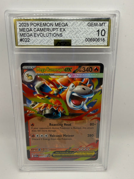 Mega Camerupt ex 022/132 AGS 10 Gem Mint – front of exact graded card