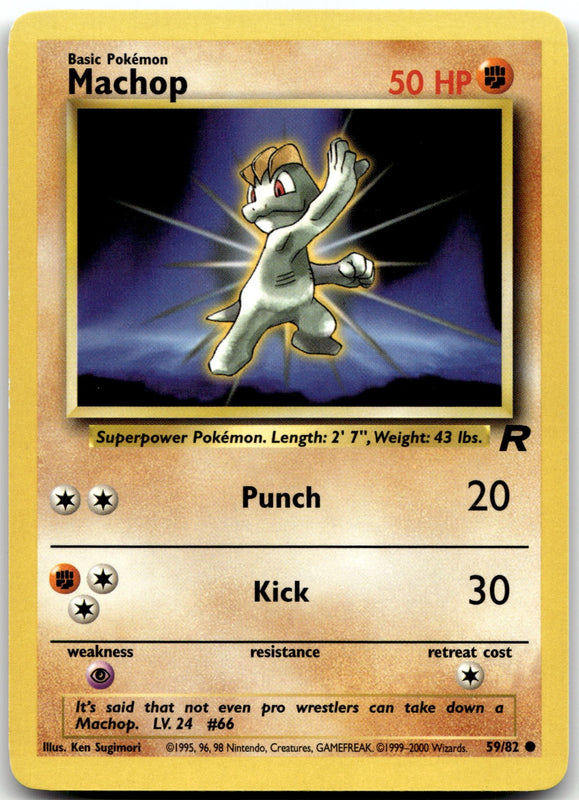 59/82 Machop Unlimited Common Team Rocket NM