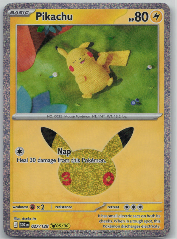 027/128 NM Pikachu Pikachu Rare ME: 30th Celebration