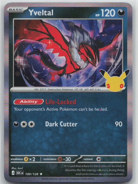 100/128 NM Yveltal Rare ME: 30th Celebration