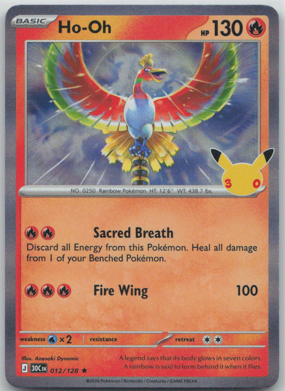 012/128 Ho-Oh Holo Rare ME: 30th Celebration NM
