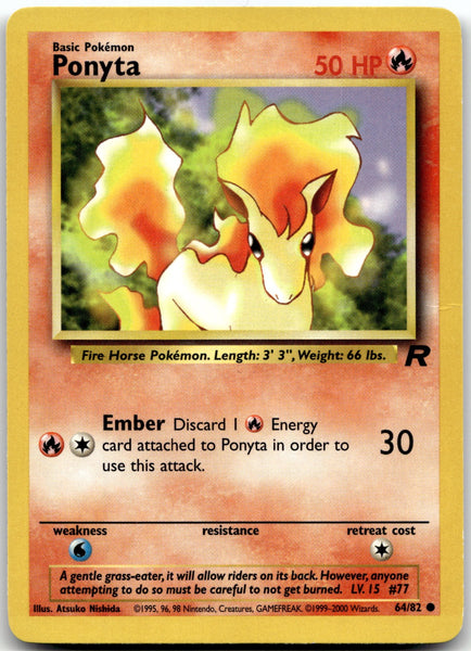 64/82 Ponyta Unlimited Common Team Rocket NM