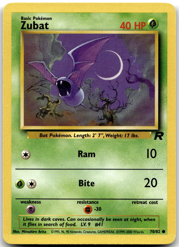 70/82 Zubat Unlimited Common Team Rocket NM