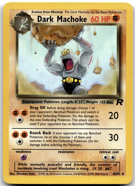 40/82 Dark Machoke Unlimited Uncommon Team Rocket NM