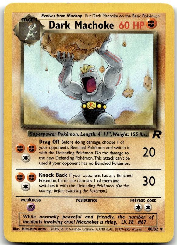 40/82 Dark Machoke Unlimited Uncommon Team Rocket NM