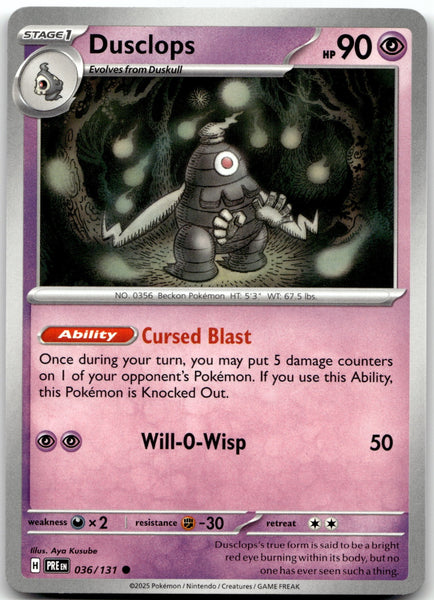 036/131 Dusclops Common SV: Prismatic Evolutions NM