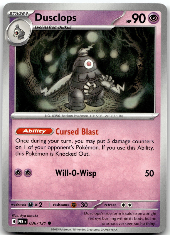 036/131 Dusclops Common SV: Prismatic Evolutions NM