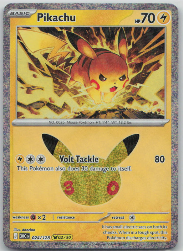 024/128 NM Pikachu Pikachu Rare ME: 30th Celebration