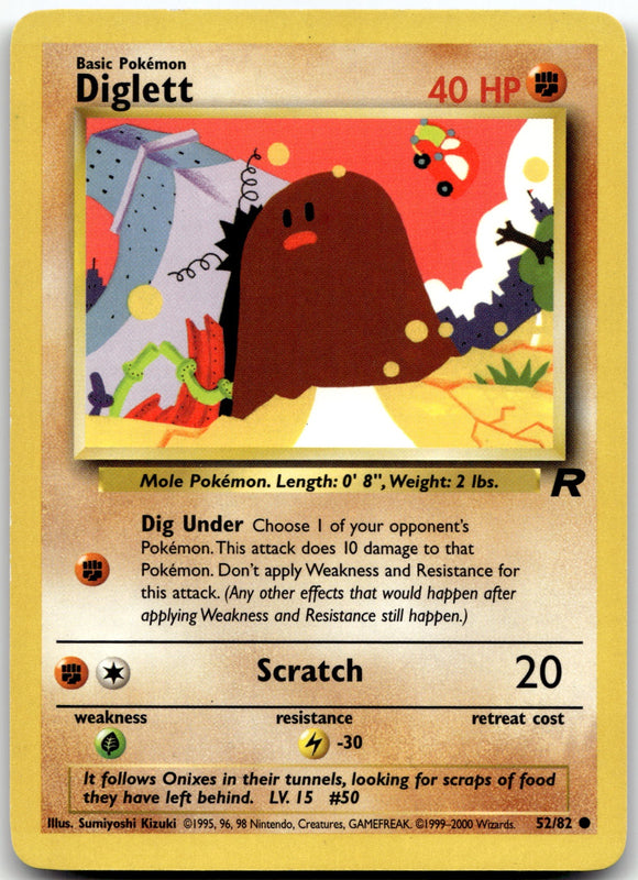 52/82 Diglett Unlimited Common Team Rocket NM