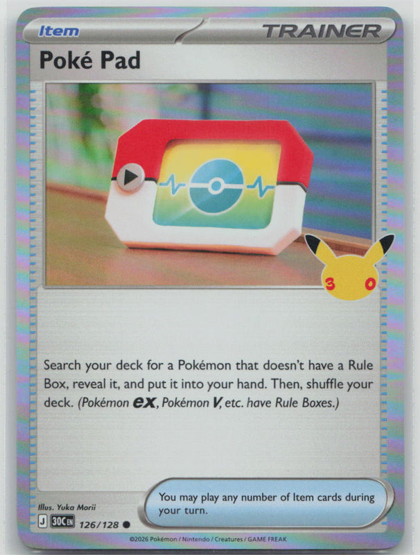 126/128 Poke Pad Holo Common ME: 30th Celebration NM