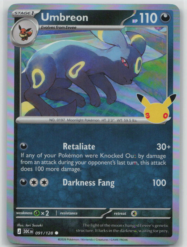 091/128 Umbreon Common ME: 30th Celebration NM