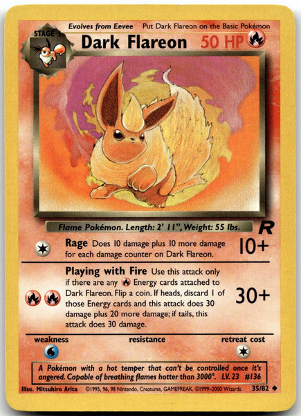35/82 Dark Flareon Unlimited Uncommon Team Rocket NM