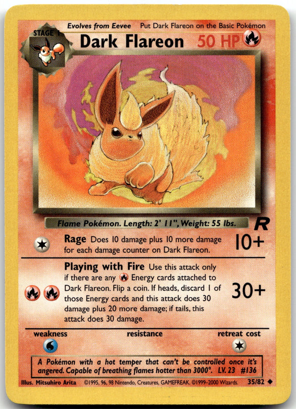 35/82 Dark Flareon Unlimited Uncommon Team Rocket NM
