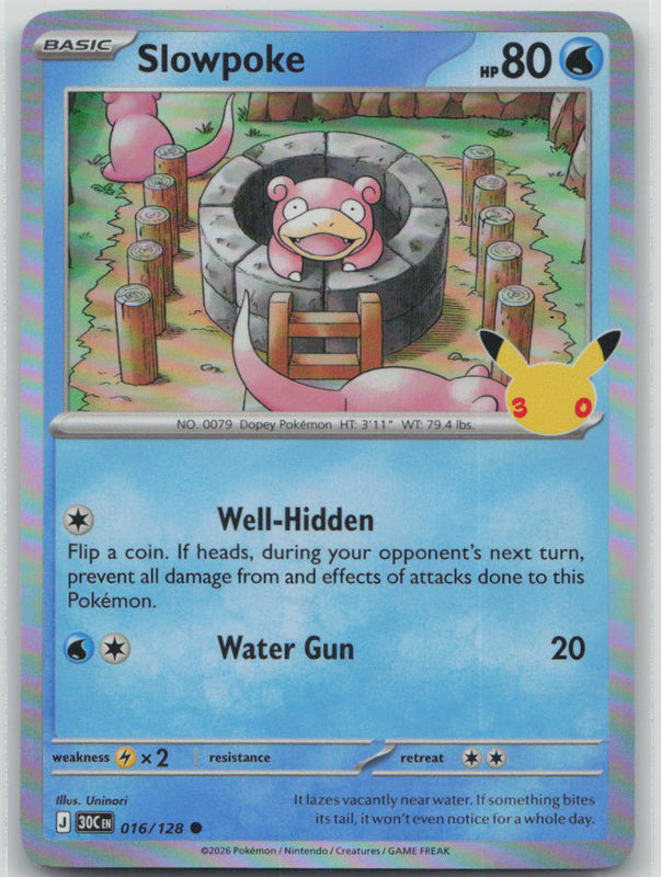 016/128 Slowpoke Holo Common ME: 30th Celebration NM