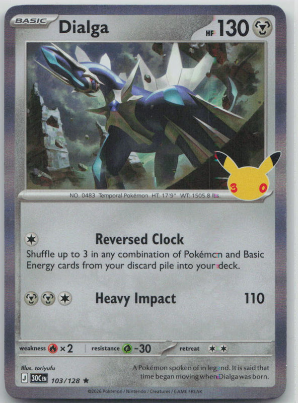 103/128 Dialga Holo Rare ME: 30th Celebration NM