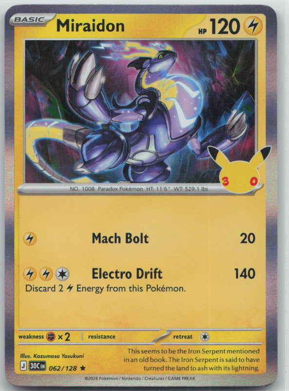 062/128 Miraidon Holo Rare ME: 30th Celebration NM