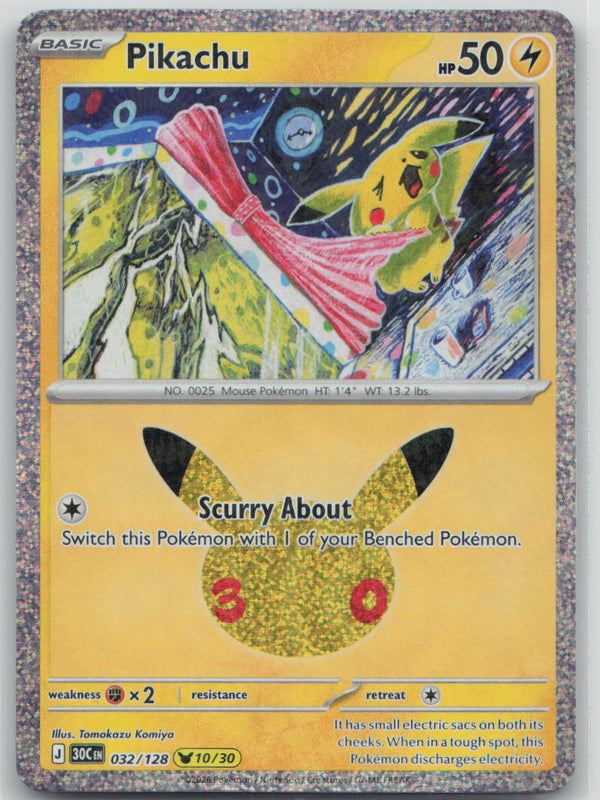 032/128 NM Pikachu Pikachu Rare ME: 30th Celebration