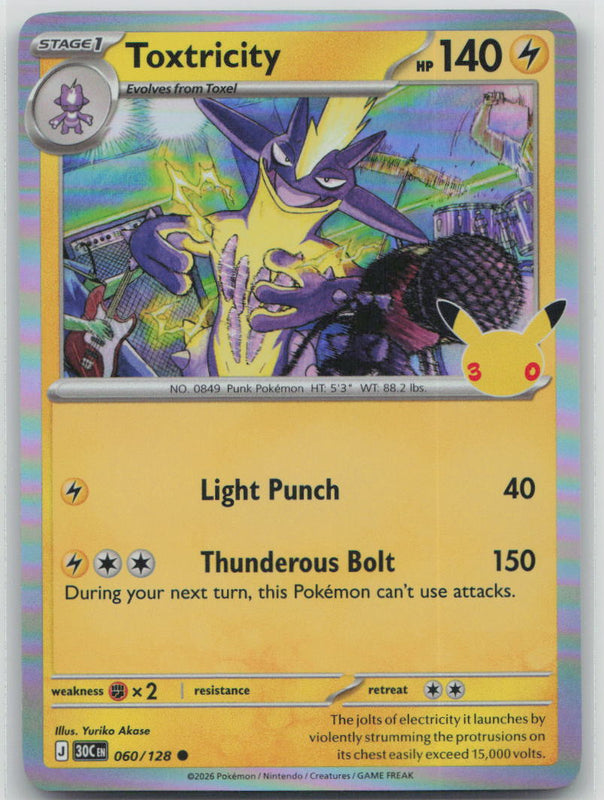 060/128 Toxtricity Holo Common ME: 30th Celebration NM