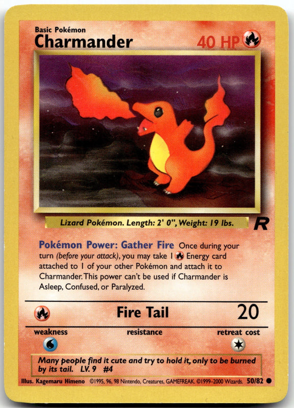 50/82 Charmander Unlimited Common Team Rocket NM