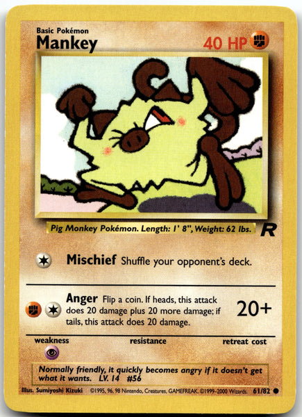 61/82 Mankey Unlimited Common Team Rocket NM