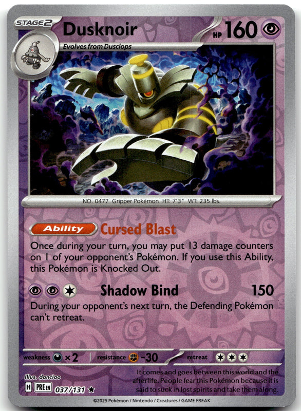037/131 Dusknoir Reverse Holo Rare SV: Prismatic Evolutions NM