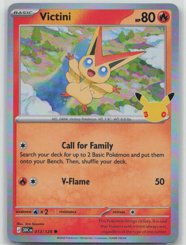 013/128 Victini Common ME: 30th Celebration NM