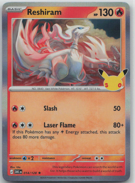 014/128 NM Reshiram Rare ME: 30th Celebration