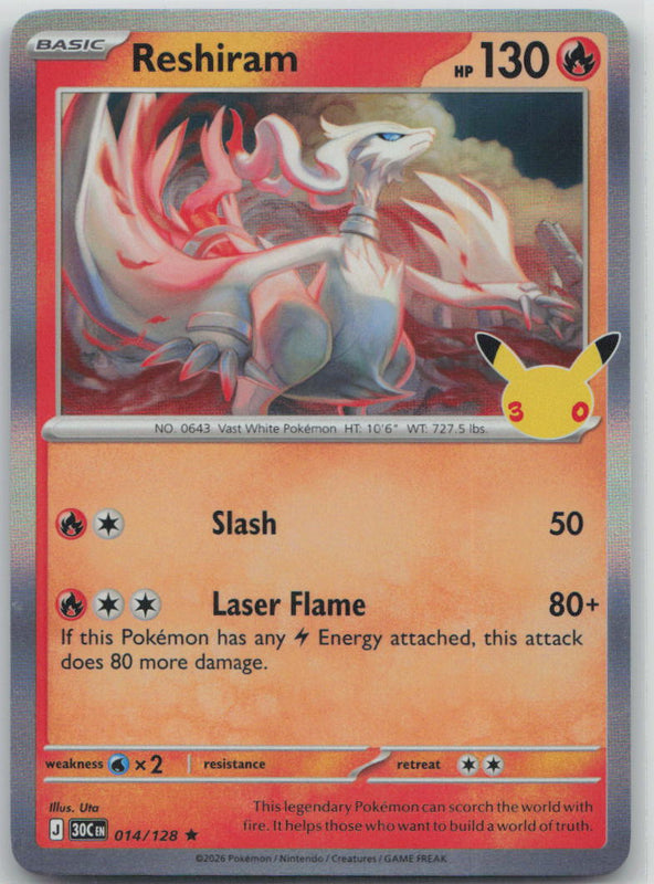 014/128 NM Reshiram Rare ME: 30th Celebration