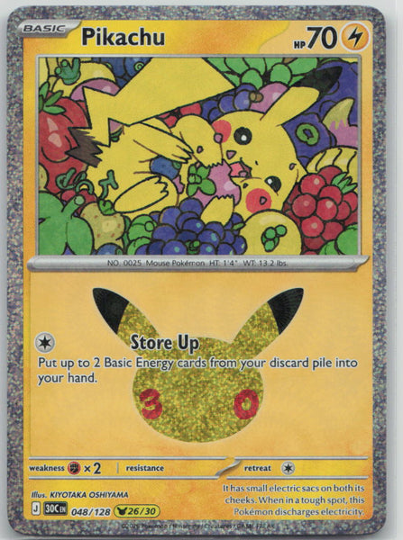 048/128 Pikachu Holo Pikachu Rare ME: 30th Celebration NM