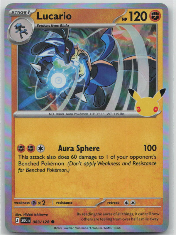 083/128 Lucario Holo Common ME: 30th Celebration NM
