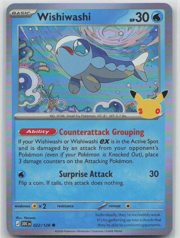 022/128 NM Wishiwashi Common ME: 30th Celebration