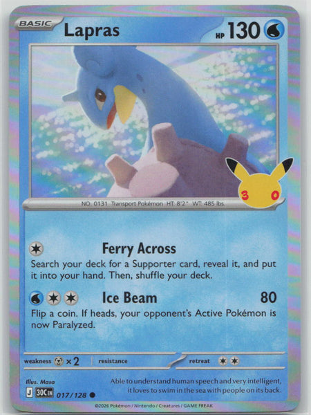 017/128 NM Lapras Common ME: 30th Celebration
