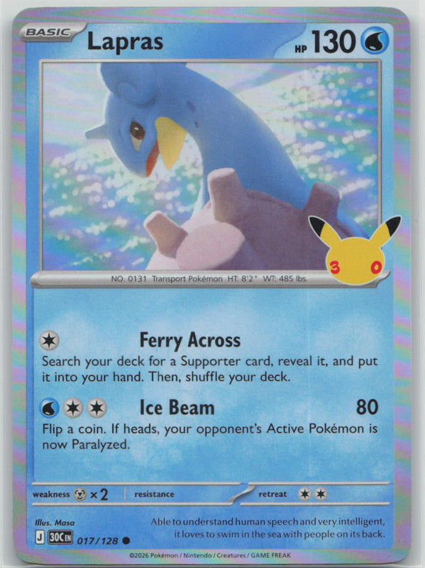 017/128 NM Lapras Common ME: 30th Celebration