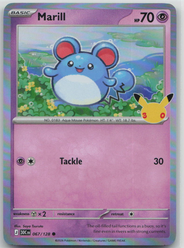 067/128 Marill Holo Common ME: 30th Celebration NM