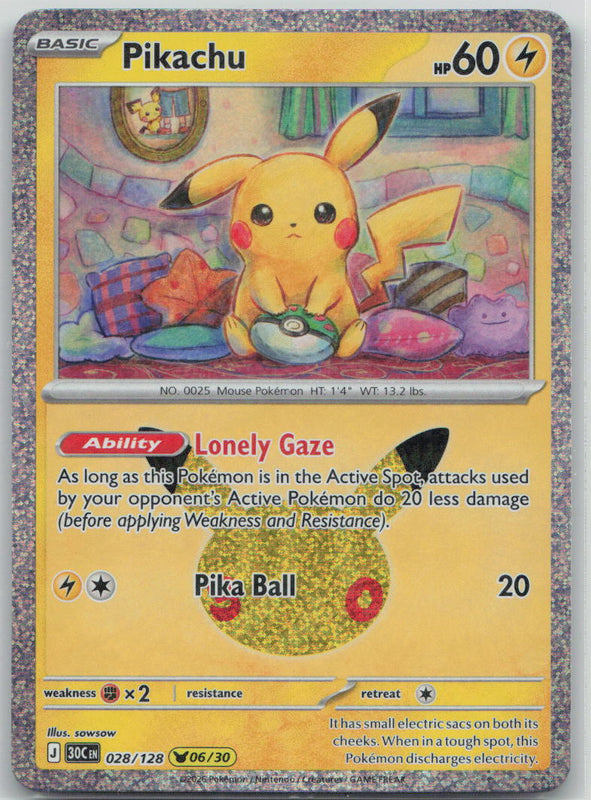 028/128 Pikachu Pikachu Rare ME: 30th Celebration NM
