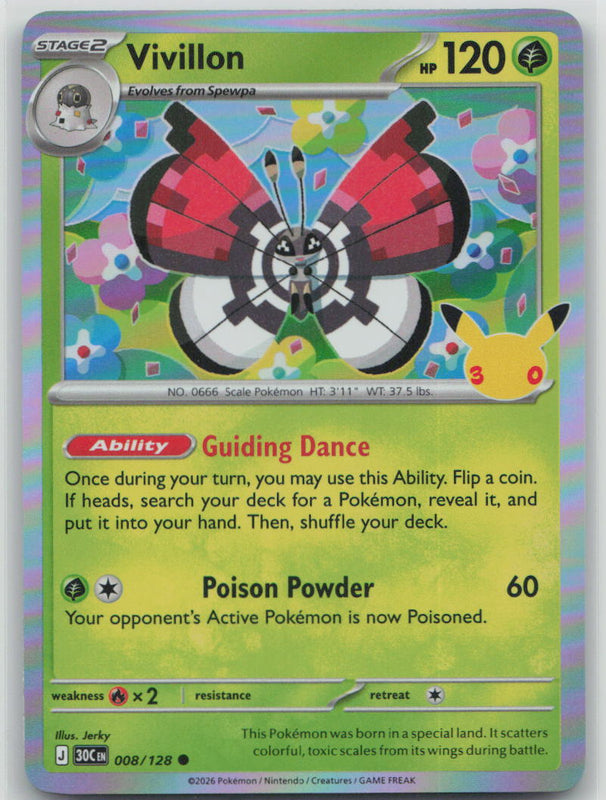 008/128 NM Vivillon Common ME: 30th Celebration