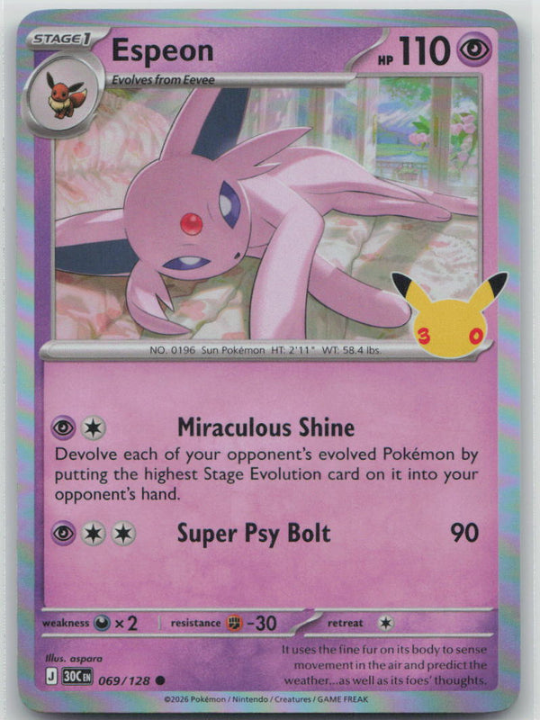 069/128 NM Espeon Common ME: 30th Celebration
