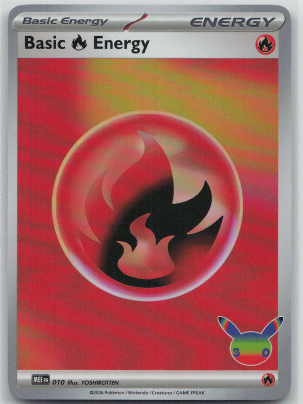 010 NM Basic Fire Energy (30th Celebration) Futuristic Rare MEE: Mega Evolution Energies