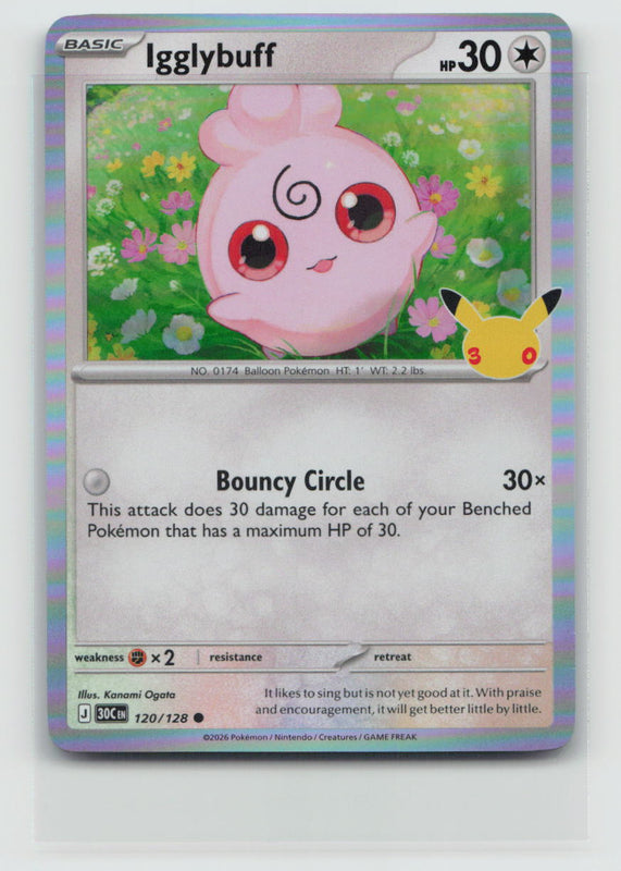 120/128 Igglybuff Holo Common ME: 30th Celebration NM