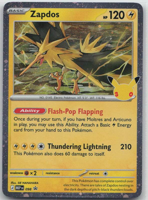 098 Zapdos (30th Celebration) Holo Promo ME: Mega Evolution Promo NM