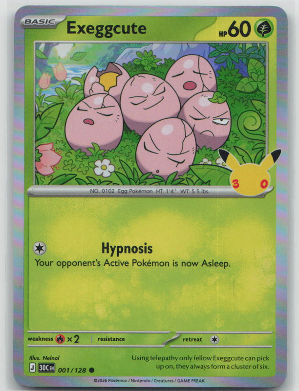 001/128 Exeggcute Holo Common ME: 30th Celebration NM