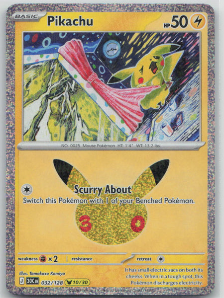 032/128 Pikachu Pikachu Rare ME: 30th Celebration NM