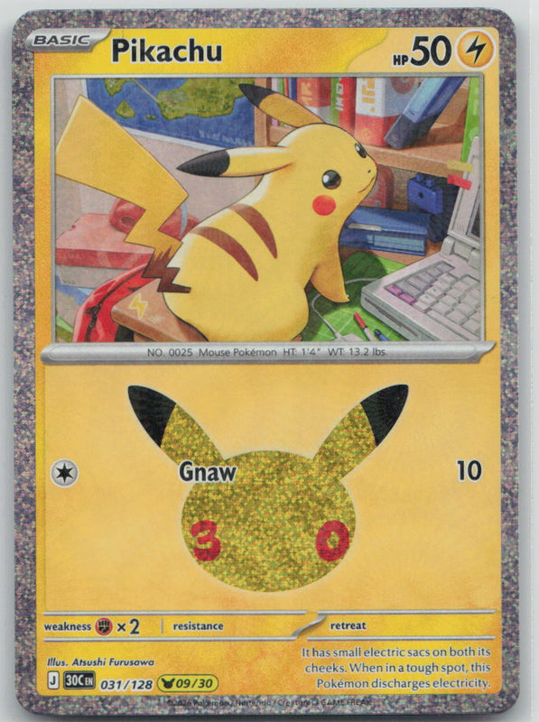 031/128 Pikachu Holo Pikachu Rare ME: 30th Celebration NM