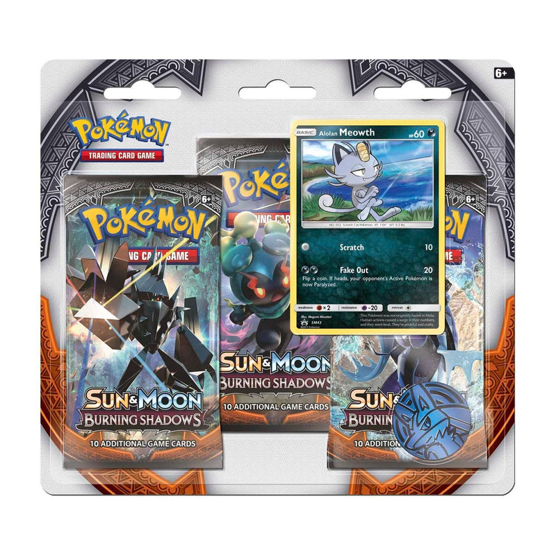 Pokémon TCG Burning Shadows 3-Pack Blister – Alolan Meowth stock product image