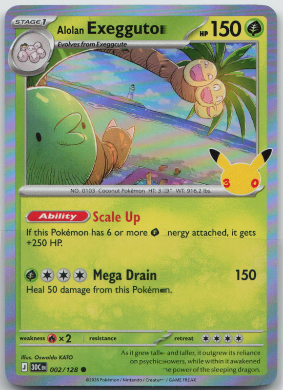 002/128 NM Alolan Exeggutor Common ME: 30th Celebration