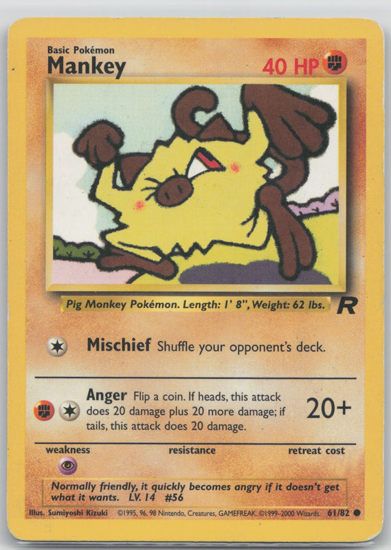 61/82 Mankey Unlimited Common Team Rocket LP