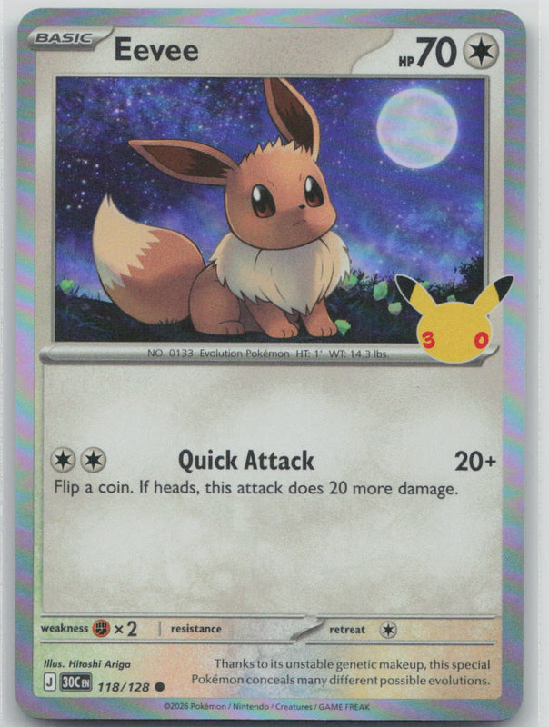 118/128 NM Eevee Common ME: 30th Celebration