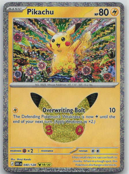 040/128 Pikachu Pikachu Rare ME: 30th Celebration NM