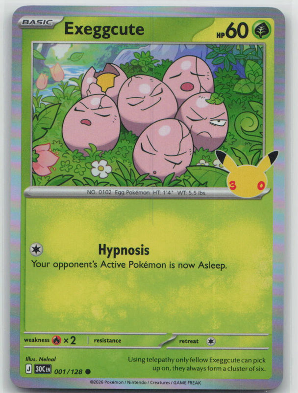 001/128 NM Exeggcute Common ME: 30th Celebration